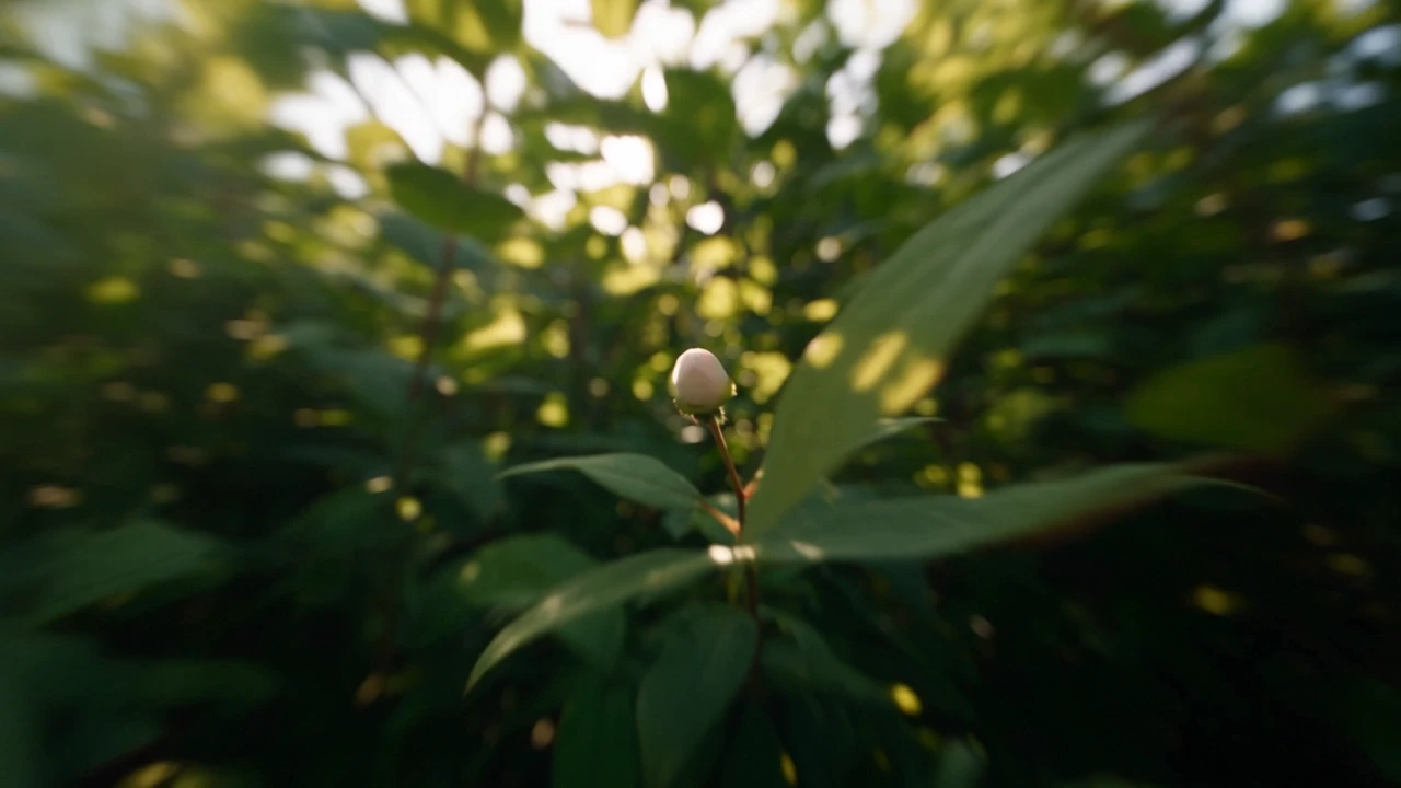 Daylight filtering through a forest and foliage